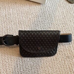 Quilted Black Leather Belt Bag